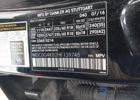 2017 Mercedes-Benz Glc 300 4Matic z USA, uszkodzony, nr VIN WDC0G4KB2HF139745